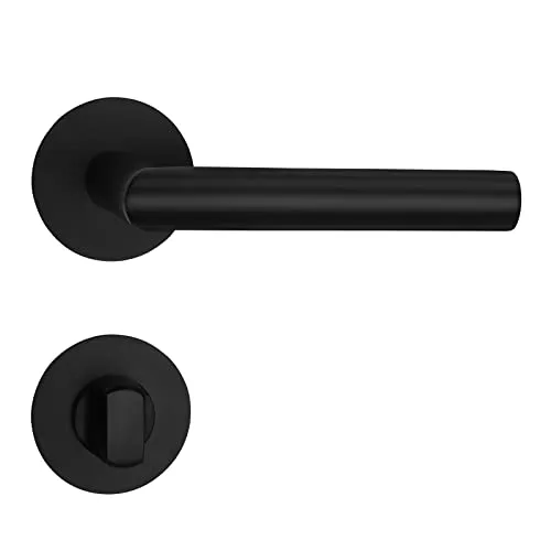 SOTECH Türdrückergarnitur THORE Bad (WC) Edelstahl schwarz 130x60 mm - Moderne Türdrückergarnitur THORE für Badtüren mit 3 mm Flachrosetten und magnetischer Cliptechnik. Passt auf Türen mit 35-52 mm Stärke und bietet eine stilvolle, flexible Lösung für Ihr Zuhause.