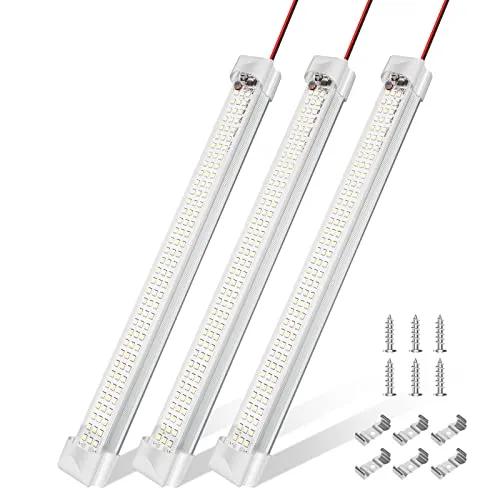 Afaneep 12-V-Lichtleiste 108 LED-Innenbeleuchtung fürs Auto mit Schalter, 12-V-Beleuchtung, LED für Wohnmobil, Lieferwagen, Bus, Boot, Caravan, Küche, Bar, LKW, Camper (3 Stück)
