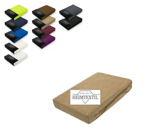 Exklusiv Heimtextil Frottee Spannbettlaken Marke 60-70 x 140 cm 80% Baumwolle, 20% Polyester Öko - Tex Zertifiziert, Markenqualität, Matratzenhöhe bis 10 cm, Sand