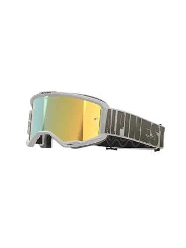 Alpinestars Vision 5 Hollow Crossbrille - Hellgrau/Grau Gold-Verspiegelt - Sportbrillen mit extrem biegsamem A-FLEX-Rahmen und integrierter RAM-AIR-Belüftung für maximalen Komfort und Sichtfeld, ideal für Profis und Hobbyfahrer.