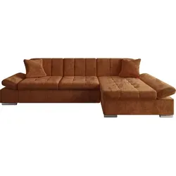 Mirjan24 Ecksofa Dunkelorange, 5-Sitzer mit Ottomane rechts, L-Form - Geräumiges 5-Sitzer Ecksofa in Dunkelorange mit Ottomane rechts, ideal für gemütliche Wohnzimmer. Robuste Holzkonstruktion und bequeme Polsterung sorgen für hohen Komfort.
