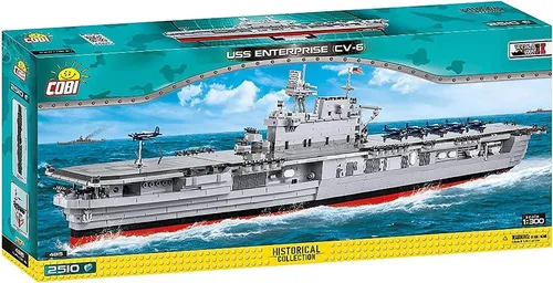 Cobi 4815 USS Enterprise (CV-6) - Konstruktionsspielzeug Set mit 2510 Teilen, ideal für Modellbau-Fans ab 10 Jahren. Baue die legendäre USS Enterprise im Maßstab 1:3000 und entdecke die Geschichte der Marine!