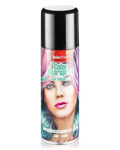 Feiermeier Color Haarspray 125ml - Farbwahl - Perfekt für Karneval, Fasching, Halloween und Festivals. Leuchtende Farben, leicht auswaschbar, verschiedene Haarfarben erhältlich! (Schwarz, 125 ml)