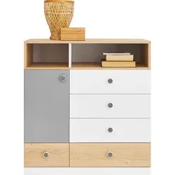 Masseno Kommode Brera, Eiche, 5 Schubladen, 85x90x40 cm