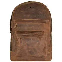 Greenburry Vintage Retro Rucksack Leder mit Laptopfach 42 cm - Hochwertiger Leder-Rucksack in braun mit speziellem Laptopfach für sicheren Transport und stilvolles Design. Ideal für Arbeit und Freizeit.