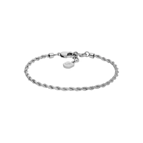 Fossil Edelstahlarmband für Herren - Kühles Silber mit Karabiner oder Faltschließe - Armbänder für Herren, aus hochwertigem Edelstahl, poliertes Finish für einen eleganten Look, ideal für jeden Anlass.