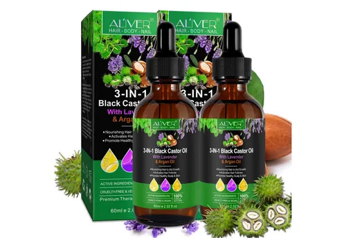 ALIVER Haaröl Haarpflege Ätherisches Öl Rizinusöl Lavendelöl Arganöl Haut Haare, 2-tlg., Stärkend