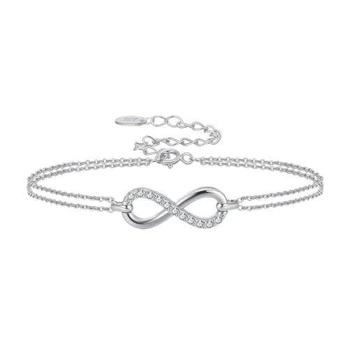 Suzan Gold® Zartes Damen Armband aus 925 Silber mit Unendlichkeitszeichen - Armbänder für Damen – handgefertigt aus 925 Silber, wasserfest und hypoallergen für höchsten Tragekomfort bei jedem Anlass.