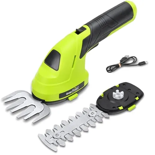 SnapFresh 2-in-1-Grasschere und Heckenschere, kabelloser Rasenschneider für den Garten, tragbare, leichte, handgehaltene Heckenschere, 4 V, mit Ladegerät