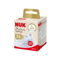 NUK Sauger Nature Sense, Brustähnlicher Flaschenaufsatz aus Silikon, BPA- frei, 1 Packung = 2 Stück, für Kinder von 18 - 36 Monaten (L) 10.124.024