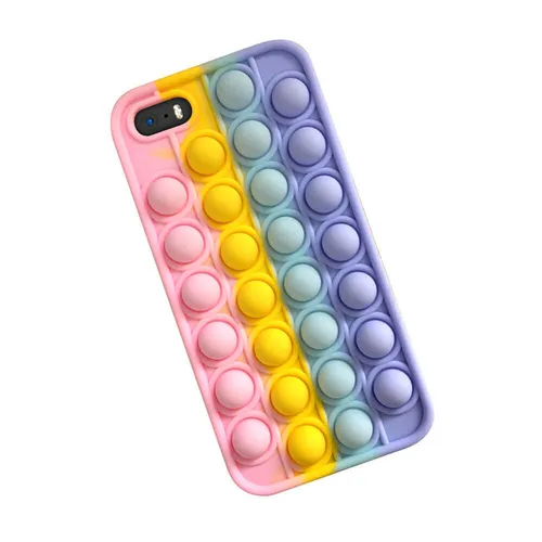 Pop Hülle Bubble Für iPhone SE (2016-2019) 5 5s, Silikon Fidget (Regenbogen)