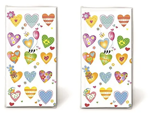 Taschentücher (2x 10) Taschentücher Farbenfrohe Herzen/Hochzeit/Freudentränen 20