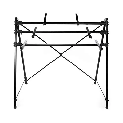 Music Store KB-1177 Keyboardständer - Hochwertiger Keyboard-Ständer für 3 Instrumente, höhenverstellbar und robust mit Aluminiumkonstruktion. Ideal für flexible Musiker, max. Belastbarkeit 7 kg pro Auflage.