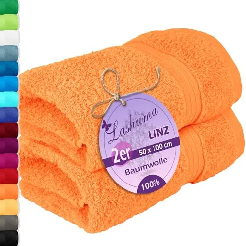 Lashuma 2er Handtuchset Baumwolle 50x100 cm - Sporthandtuch in Blut Orange - Saunatücher aus 100% Baumwolle, saugstark und langlebig. Ideal als Sporthandtuch oder Liegenauflage für entspannte Stunden. In 16 Farben erhältlich!