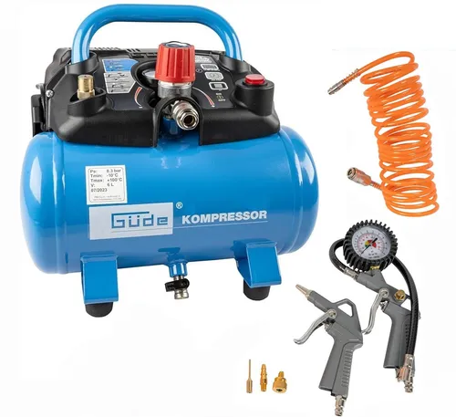 Güde Kompressor Airpower 190/08/6 mit Reifenfüller und Ausblaspistole - Kraftvoller Kompressor für vielseitige Anwendungen, ideal zum Reifenfüllen und Ausblasen, mit praktischen Zubehörteilen für den täglichen Einsatz.