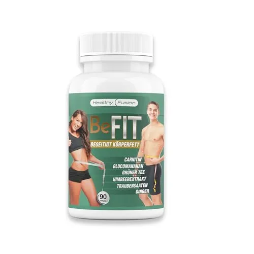 Produktbild BeFit Healthy Fusion | Fettverbrenner & Appetitzügler | Thermogen – Unterstützt den Stoffwechsel | Abnehm Kapseln | Garcinia Cambogia, Grüner Tee, Ananas, Schachtelhalm | 90 Kapseln