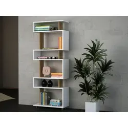 moebel17 Standregal Bücherregal Blok in Weiß Walnuss