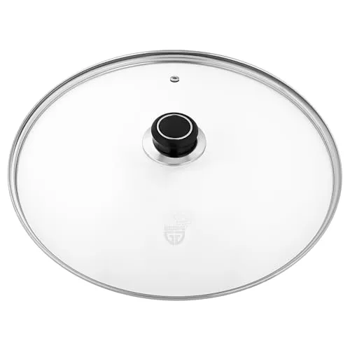 GRÄWE Glasdeckel mit Edelstahlring Ø 32 cm inkl. Dampfaustritt, spülmaschinengeeignet, Topfdeckel, Pfannendeckel, Universaldeckel, hitzebeständiger Deckel