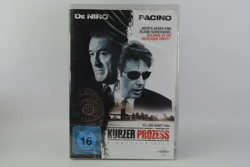 KURZER PROZESS - RIGHTEOUS KILL DVD mit Robert De Niro & Al Pacino - Thriller & Mystery, packender Film mit Starbesetzung, FSK 16, in neuem und originalverpacktem Zustand.