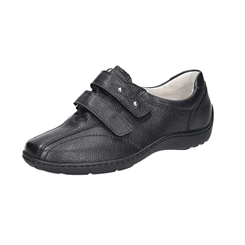 Waldläufer Damen Velcro Schuhe Schwarz (143 001) 42 EU (8 UK) - Wanderschuhe aus hochwertigem Echtleder, ideal für Komfort und Haltbarkeit bei langen Wanderungen.