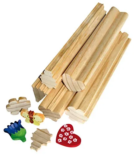EDUPLAY 210-050 Profilholz Muttertag, 5 Stangen, natur - Laubsägen Zubehör aus hochwertigem Holz, ideal für kreative Bastelprojekte und Geschenke zum Muttertag.