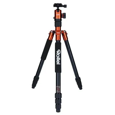 Rollei C5I Orange - 4-in-1 Foto-Stativ - Leichtes Alu-Reisestativ mit Monopod-Funktion, ideal für ambitionierte Fotografen. Hohe Stabilität mit max. 8kg Traglast und kompaktem Packmaß von 43cm.