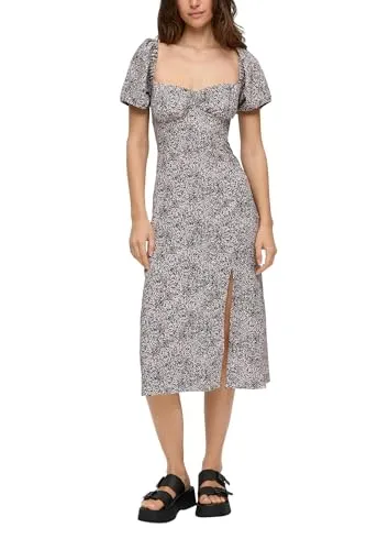 QS Midikleid mit Smok-Detail am Rücken in zartrosa - XL (42) - Elegantes Midikleid mit Puffärmeln und Smok-Detail am Rücken, ideal für besondere Anlässe oder den Alltag.