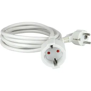 Unitec Verlängerungskabel 405851, für innen, Schutzkontakt, Kabeltyp H05VV-F aus Kunststoff, weiß, 2 m