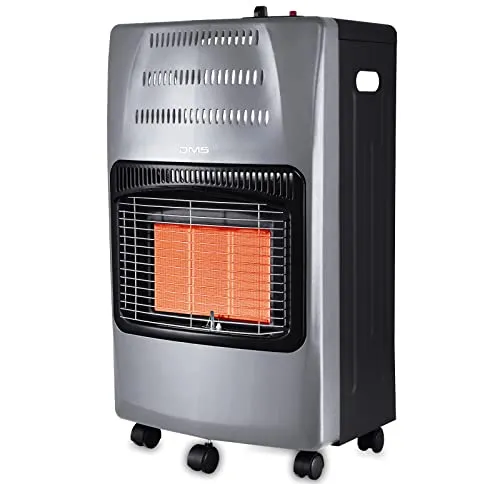 DMS® Gasheizofen 4200W Heizgerät Gasheizung Gasheizer Infrarot Keramikbrenner inkl. Gasdruckregler Gasschlauch, Heizstrahler Gasheizgerät, Infrarot, Butan- Propangasflaschen bis 15kg [EEK A] (Grau)