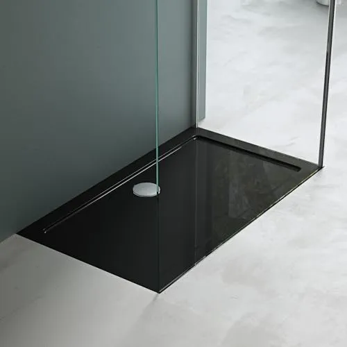 Mai & Mai Duschwanne 75x120cm – Rechteckige Duschtasse aus robustem Acryl in Schwarz - Duschwanne Faro aus hochwertigem Acryl, rechteckig, schwarz, 75x120cm. Mit integriertem Gefälle für mehr Sicherheit und schnelles Abfließen. Leicht zu reinigen und einfach zu installieren.