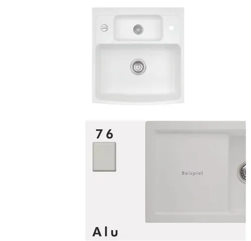 KeraDomo Elementspüle CENTRA 60 ALU - Excenterbedienung für AP-Tiefe 75 cm - Elegante Küchenspüle mit praktischer Excenterbedienung, ideal für die moderne Küche. Robuste Materialien sorgen für Langlebigkeit und einfache Reinigung.