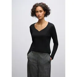 Street One Damen 3229435 Shirt mit Herzausschnitt - Schwarz, Größe 42 - Damenbluse mit elegantem Herzausschnitt und langem Arm, perfekt für jeden Anlass. Die gedoppelte blickdichte Front sorgt für einen stilvollen Look und hohen Tragekomfort.
