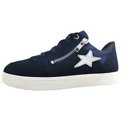 Superfit Mädchen Stella Sneaker, Blau Silber 8020, 35 EU - Sneaker für Mädchen mit herausnehmbarer Einlegesohle aus chromfreiem Leder und atmungsaktivem Textilfutter für ein optimales Fußklima. Schneller Einstieg dank praktischem Reißverschluss.