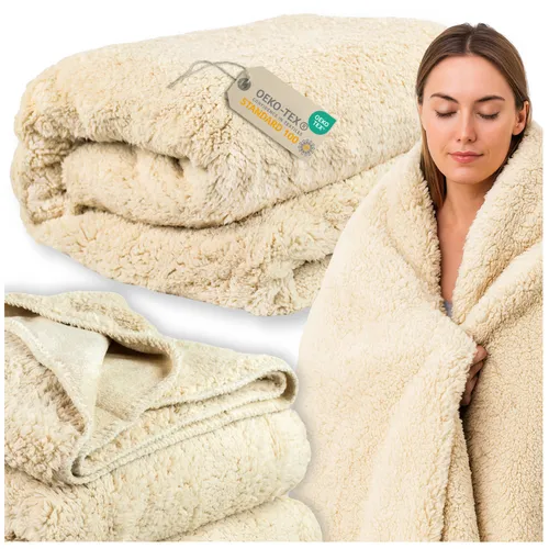 MORE&DECO Kuscheldecke 200x220cm, Beige, OEKO-TEX