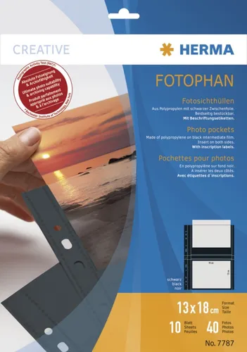 Herma Fotosichthüllen 130 x 180 mm quer schwarz 10 Hüllen