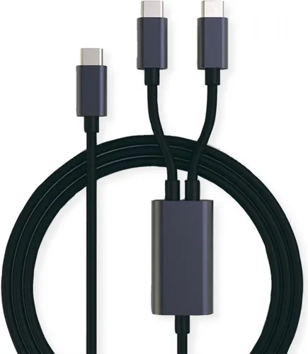 ROLINE USB Typ C Split-Ladekabel 1.8m - USB Typ-C-Kabel für Daten und Stromversorgung bis 100 W, ideal für schnelle Ladezeiten und hohe Datenübertragungsraten. Perfekt für Multimedia und Peripheriegeräte!