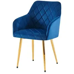 CLP Esszimmerstuhl Monett I Dunkelblauer Polsterstuhl mit Samtbezug - Esszimmerstuhl mit hohem Sitzkomfort und modernem Design. Belastbar bis 150 kg, pflegeleichter Samtbezug und stabiles Metallgestell.