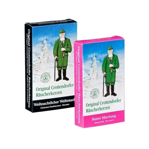 Original Crottendorfer - 2er Set Räucherkerzen - Weihrauch & Bunte Mischung