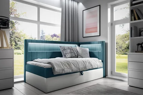 Boxspringbett Gästebett Kinderbett FABIAN Nr.3 80x200cm in blau von Fun Möbel