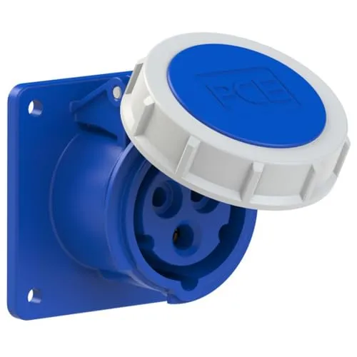 CEE Steckdose Stecker Kupplung Starkstrom Drehstrom Anbausteckdosen Wandstecker Phasenwender PCE CEE-Wandsteckdose 16A/32A/63A 6h IP44/IP67, TYP:CEE-Anbausteckdose gerade (75x75mm) 32A 3p 6h IP67