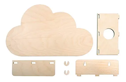 Rayher Holzbausatz Lampe Kleine Wolke, FSC Mix Credit, natur, 31x18,5x7,5cm, Set 6-teilig, Kinderlampe, 62987505