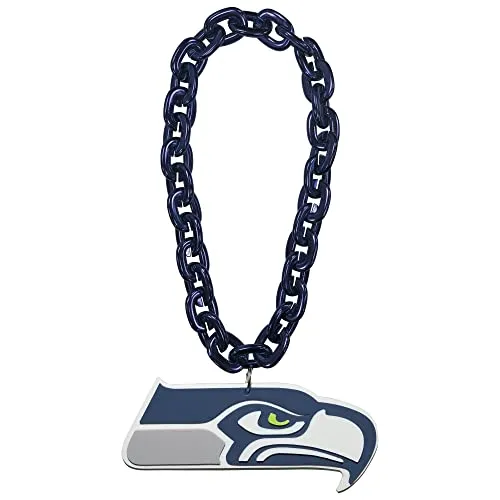 Seattle Seahawks Big Logo NFL Fan Chain - Offizieller NFL Fanartikel - ca. 90 cm lange Kette mit abnehmbarem 3D-Logo-Anhänger, aus hochwertigem, ungiftigem EVA-Schaum gefertigt, ideal für echte Seahawks-Fans.