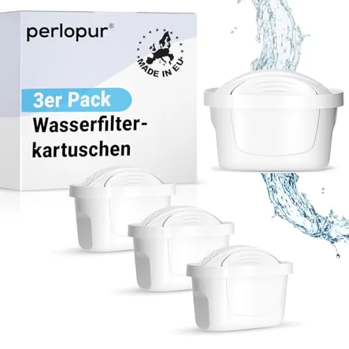 PerloPur unimax+ Wasserfilter-Kartuschen, kompatibel mit Brita Maxtra+, Maxtra Style Marella Cool Mavea Pack3