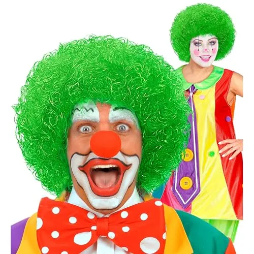 W WIDMANN MILANO Party Fashion - Clownsperücke für Erwachsene aus Kunsthaar, Lockenperücke für Karneval & Halloween
