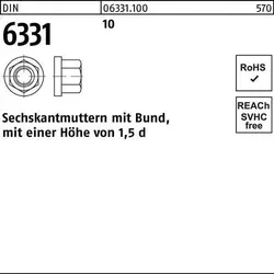 Sechskantmutter DIN 6331 Bund M20 SW 30 10 10 Stück