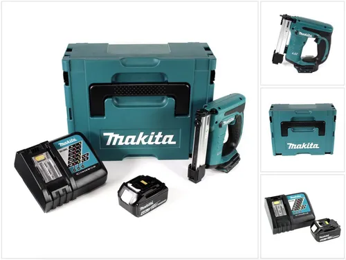 Makita DST 221 RM1J Akku Tacker mit 4 Ah Akku - Tacker für präzise Anwendungen, 18 V Li-ion Akku, inklusive Makpac und schnellem Ladegerät - ideal für professionelle Handwerker.