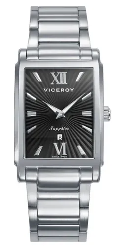 Uhr Herren Swiss Gemacht Stahl Rechteckige Zifferblatt Schwarz Saphir 5 Atm