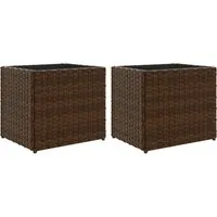 vidaXL Pflanzkübel 2er Set Braun 36x30x32 cm aus Poly Rattan - Elegante Pflanzkübel aus pflegeleichtem Poly Rattan, ideal für Blumen und Kräuter. Robust und wetterbeständig, perfekt für deinen Garten oder Balkon.