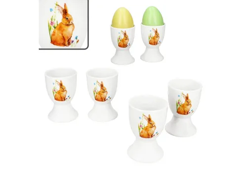 MamboCat Eierbecher 6x Osterfreude Eierbecher Porzellan für 6 Personen Frühstück Brunch