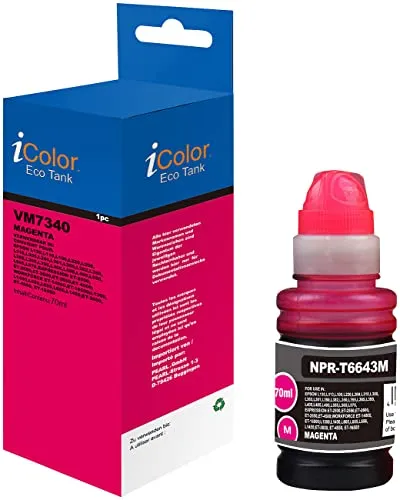 iColor L 355,: Nachfüll-Tinte kompatibelmit vielen Druckern, ersetzt Epson C13T664340, Magenta, 664-Serie (EcoTank L 210, EcoTank 1455, kompatible Tintenpatronen Tintenstrahldrucker)